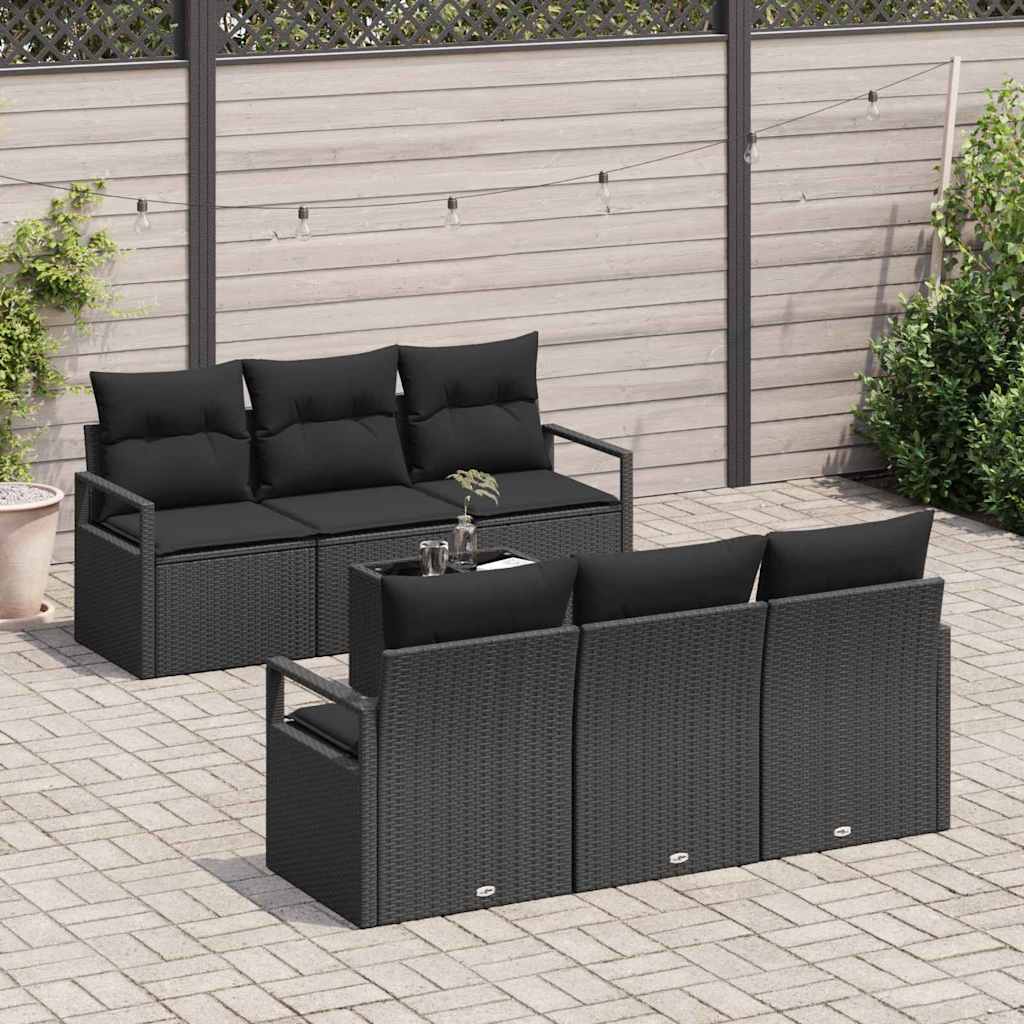 Garten-Sofa-Set mit Kissen 7 pcs Schwarz 55 x 55 x 37 cm