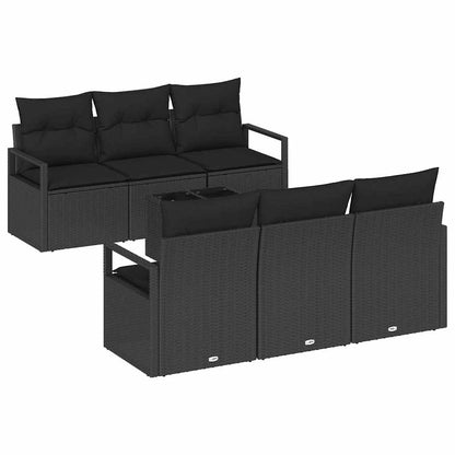 Garten-Sofa-Set mit Kissen 7 pcs Schwarz 55 x 55 x 37 cm