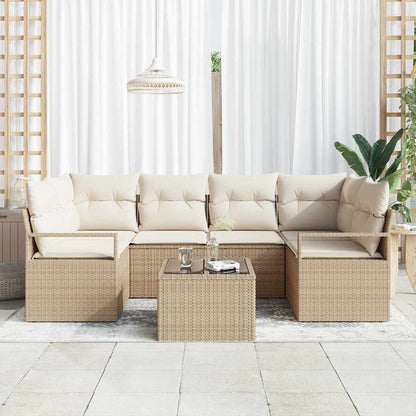 Garten-Sofa-Set mit Kissen 7 pcs Beige, Creme 55 x 55 x 37 cm