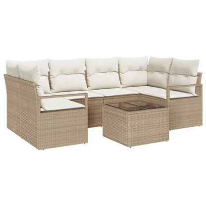 Garten-Sofa-Set mit Kissen 7 pcs Beige, Creme 55 x 55 x 37 cm