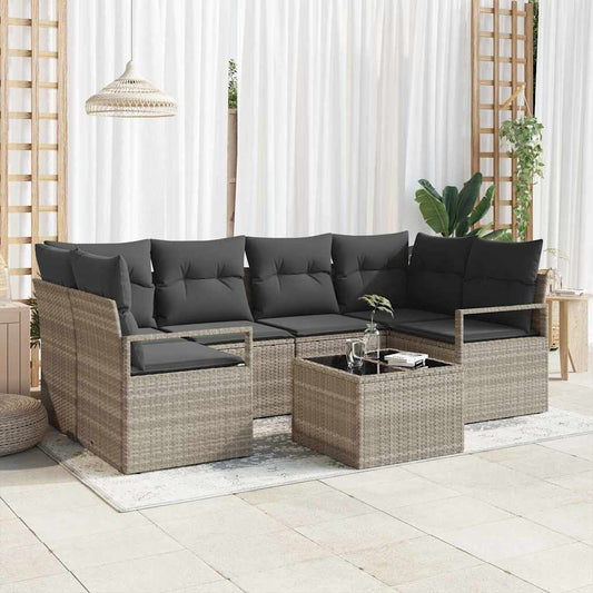 Garten-Sofa-Set 7 pcs Hellgrau, Dunkelgrau 55 x 55 x 37 cm