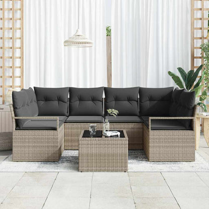 Garten-Sofa-Set 7 pcs Hellgrau, Dunkelgrau 55 x 55 x 37 cm