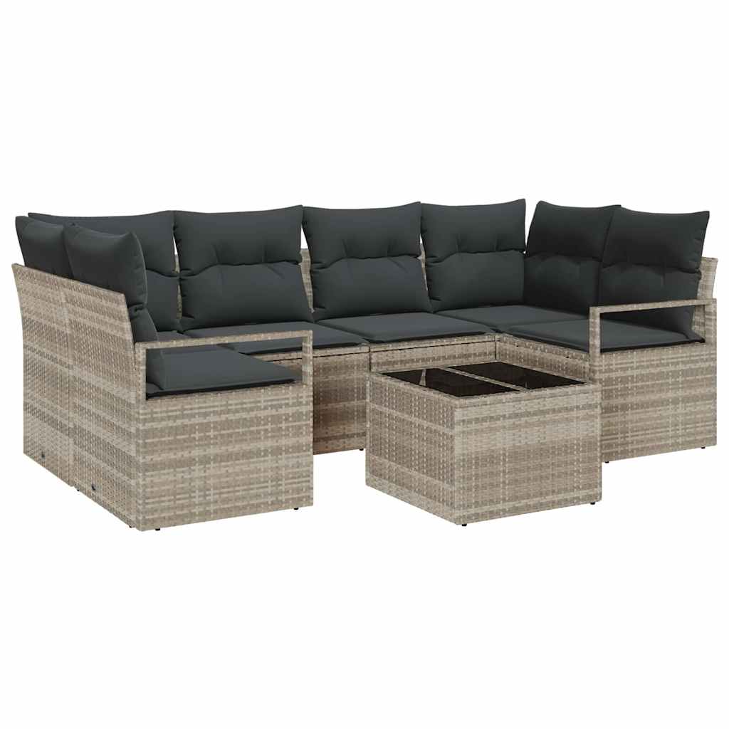 Garten-Sofa-Set 7 pcs Hellgrau, Dunkelgrau 55 x 55 x 37 cm