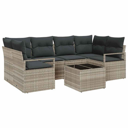 Garten-Sofa-Set 7 pcs Hellgrau, Dunkelgrau 55 x 55 x 37 cm