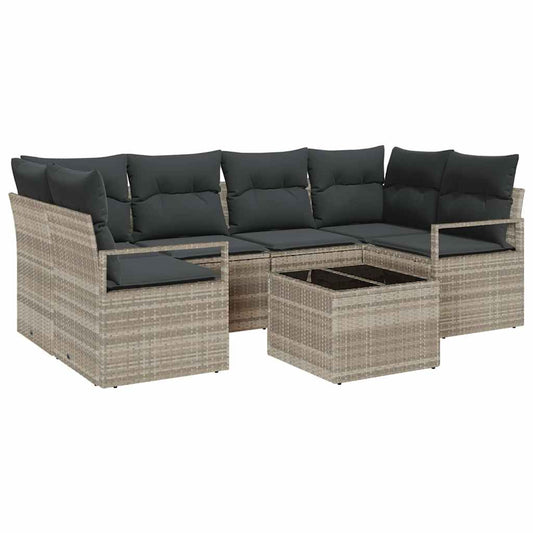 Garten-Sofa-Set 7 pcs Hellgrau, Dunkelgrau 55 x 55 x 37 cm