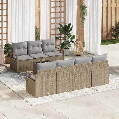 Garten-Sofa-Set mit Kissen 8 pcs Beige, Grau 55 x 55 x 37 cm
