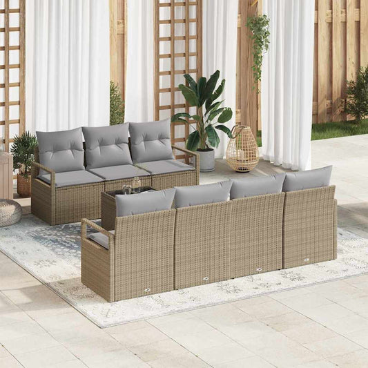 Garten-Sofa-Set mit Kissen 8 pcs Beige, Grau 55 x 55 x 37 cm