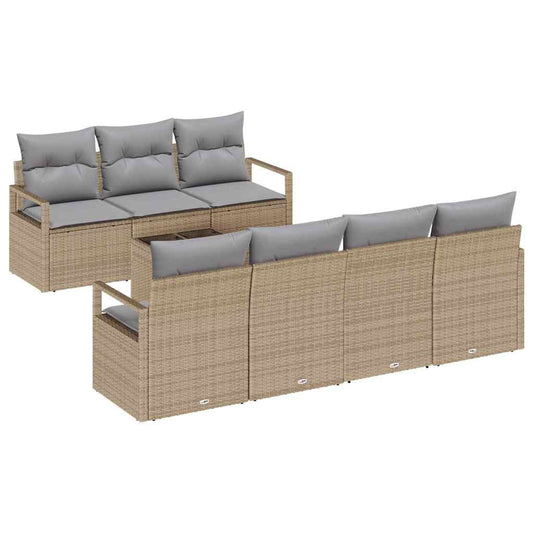 Garten-Sofa-Set mit Kissen 8 pcs Beige, Grau 55 x 55 x 37 cm
