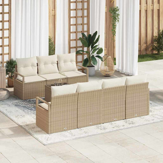 Garten-Sofa-Set mit Kissen 8 pcs Beige, Creme 55 x 55 x 37 cm
