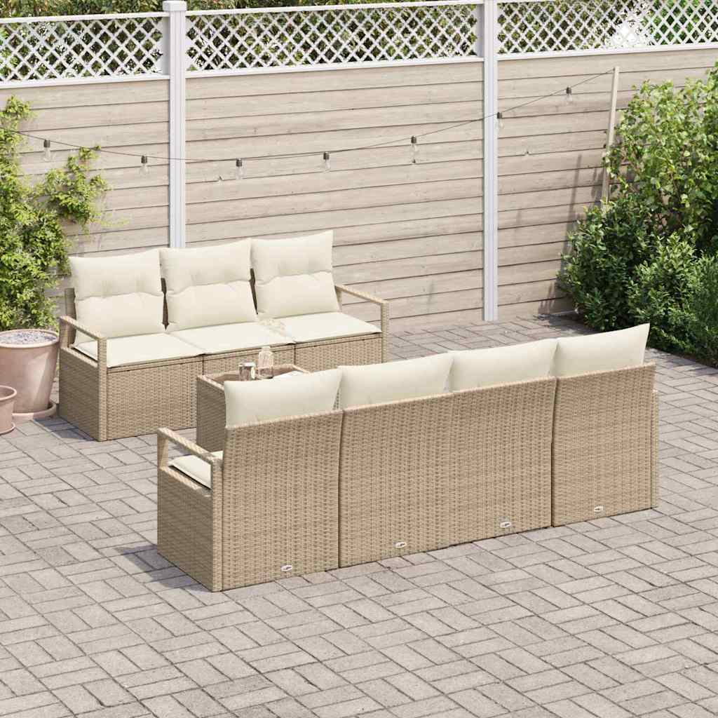 Garten-Sofa-Set mit Kissen 8 pcs Beige, Creme 55 x 55 x 37 cm