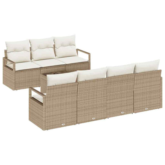 Garten-Sofa-Set mit Kissen 8 pcs Beige, Creme 55 x 55 x 37 cm