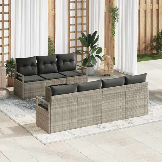 Garten-Sofa-Set 8 pcs Hellgrau, Dunkelgrau 55 x 55 x 37 cm