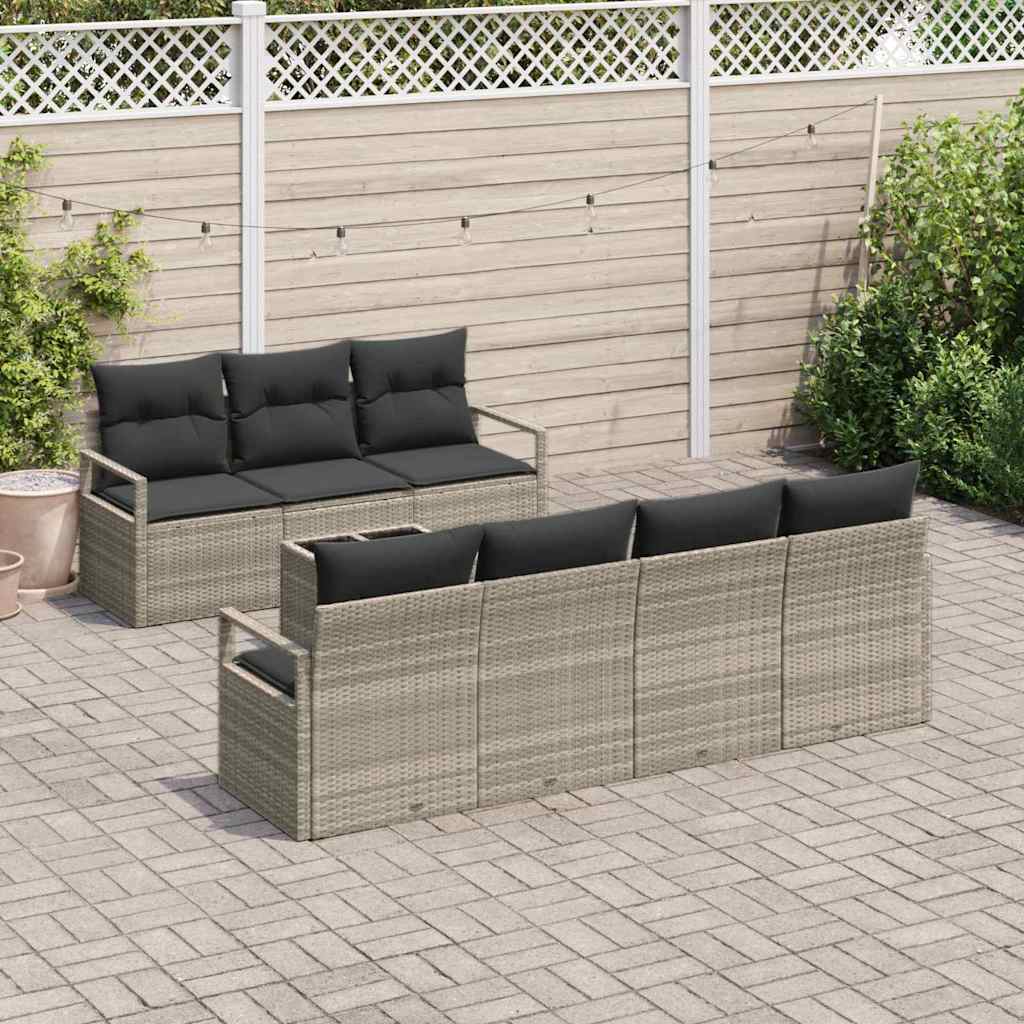 Garten-Sofa-Set 8 pcs Hellgrau, Dunkelgrau 55 x 55 x 37 cm