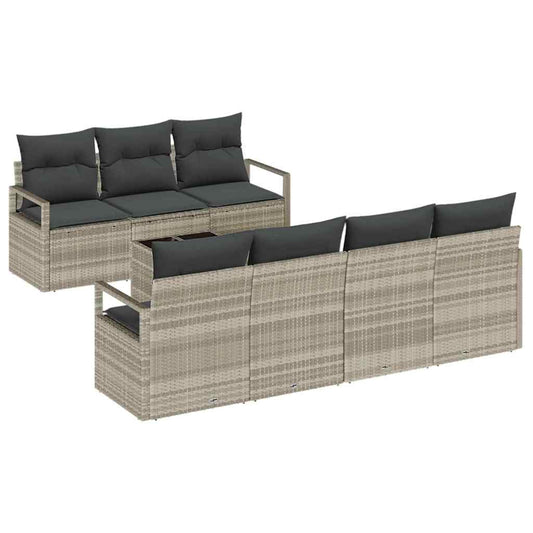 Garten-Sofa-Set 8 pcs Hellgrau, Dunkelgrau 55 x 55 x 37 cm