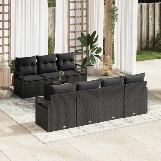 Garten-Sofa-Set mit Kissen 8 pcs Schwarz 55 x 55 x 37 cm