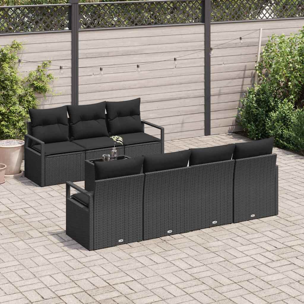 Garten-Sofa-Set mit Kissen 8 pcs Schwarz 55 x 55 x 37 cm