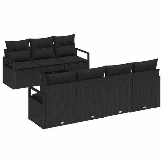 Garten-Sofa-Set mit Kissen 8 pcs Schwarz 55 x 55 x 37 cm