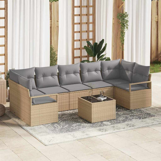 Garten-Sofa-Set mit Kissen 8 pcs Beige, Grau 55 x 55 x 37 cm