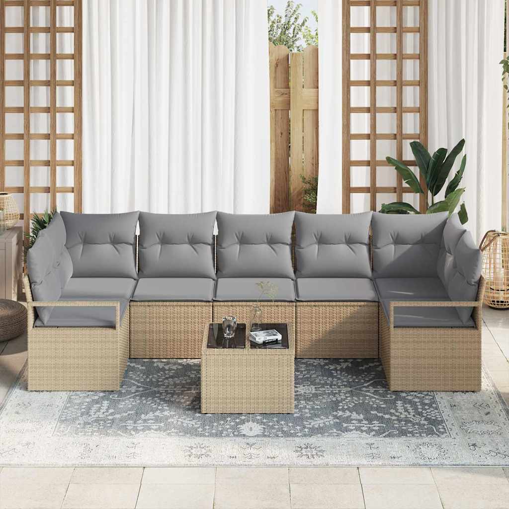 Garten-Sofa-Set mit Kissen 8 pcs Beige, Grau 55 x 55 x 37 cm