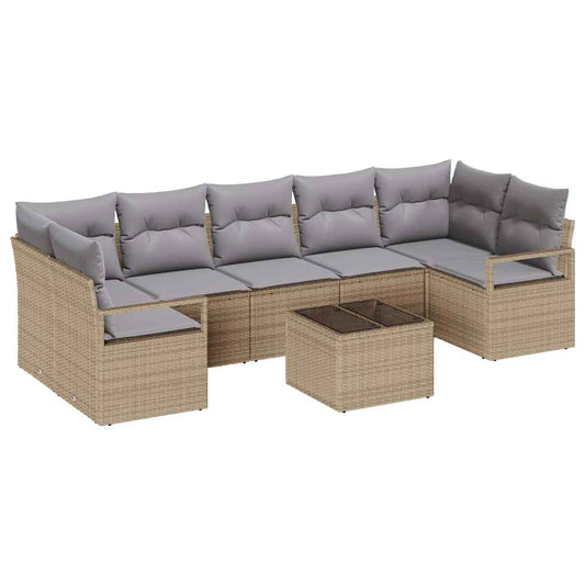 Garten-Sofa-Set mit Kissen 8 pcs Beige, Grau 55 x 55 x 37 cm