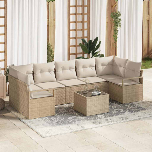 Garten-Sofa-Set mit Kissen 8 pcs Beige, Creme 55 x 55 x 37 cm