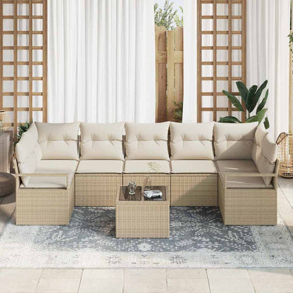 Garten-Sofa-Set mit Kissen 8 pcs Beige, Creme 55 x 55 x 37 cm