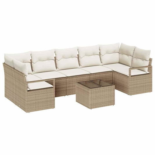 Garten-Sofa-Set mit Kissen 8 pcs Beige, Creme 55 x 55 x 37 cm