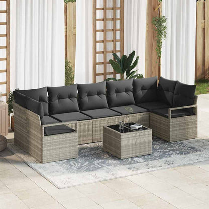 Garten-Sofa-Set mit Kissen 8 pcs Hellgrau 55 x 55 x 37 cm