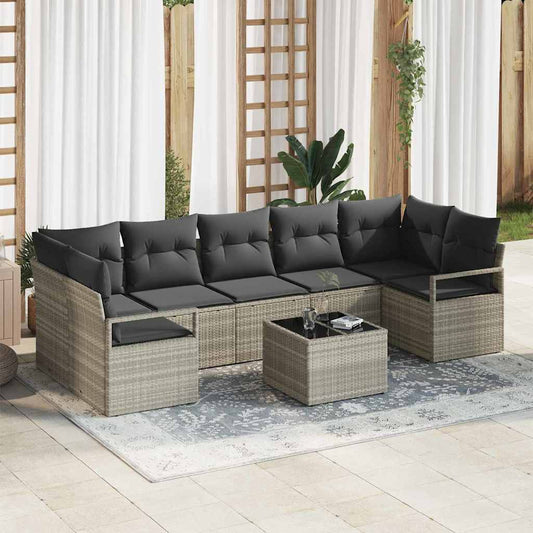 Garten-Sofa-Set mit Kissen 8 pcs Hellgrau 55 x 55 x 37 cm