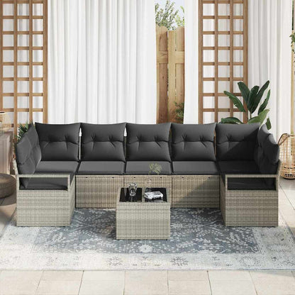 Garten-Sofa-Set mit Kissen 8 pcs Hellgrau 55 x 55 x 37 cm