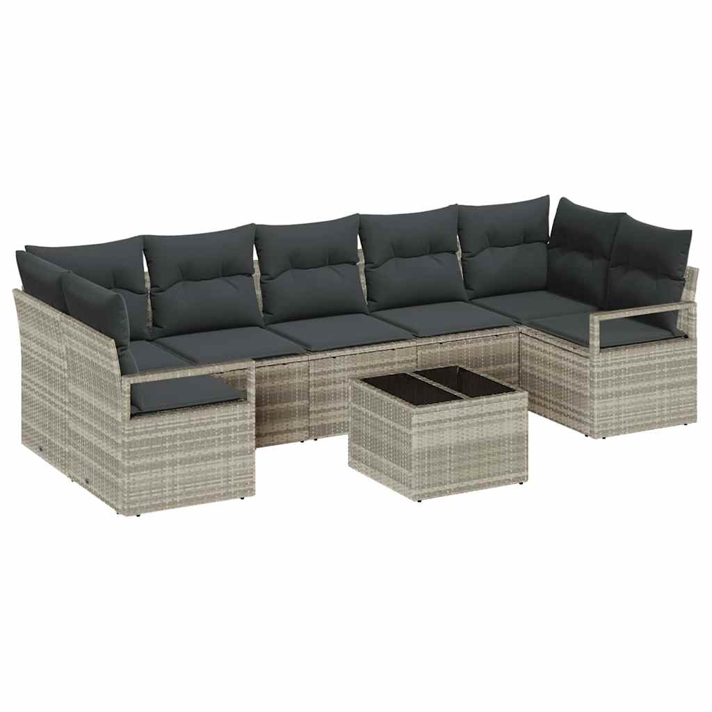 Garten-Sofa-Set mit Kissen 8 pcs Hellgrau 55 x 55 x 37 cm