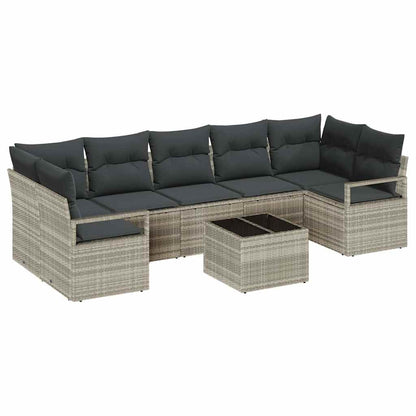 Garten-Sofa-Set mit Kissen 8 pcs Hellgrau 55 x 55 x 37 cm