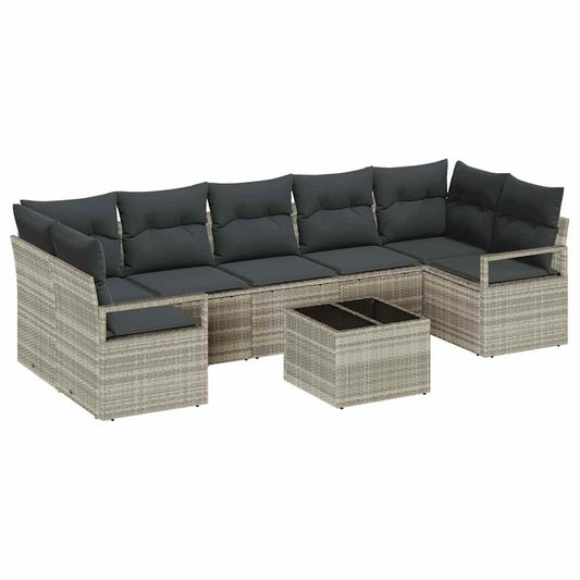 Garten-Sofa-Set mit Kissen 8 pcs Hellgrau 55 x 55 x 37 cm