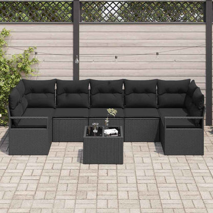 Garten-Sofa-Set mit Kissen 8 pcs Schwarz 55 x 55 x 37 cm