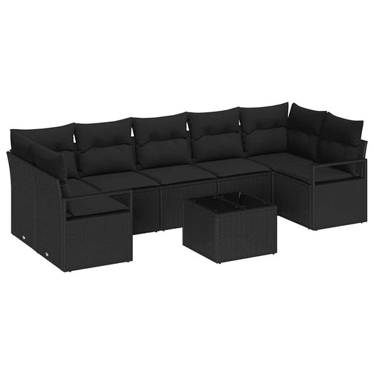 Garten-Sofa-Set mit Kissen 8 pcs Schwarz 55 x 55 x 37 cm