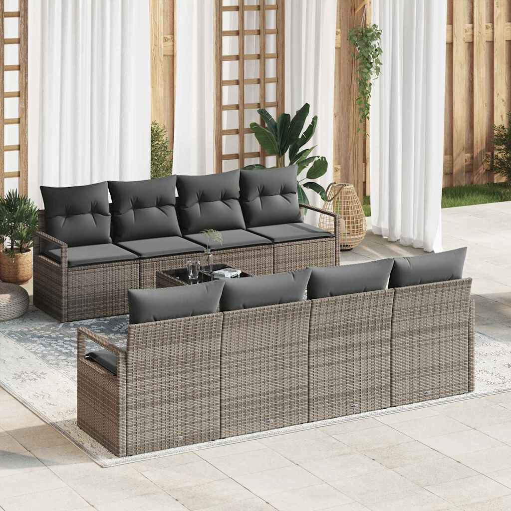 Garten-Sofa-Set mit Kissen 9 pcs Grau 55 x 55 x 37 cm