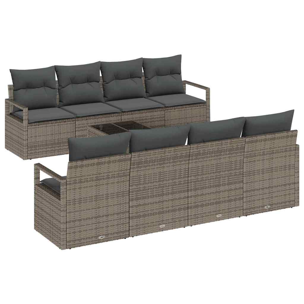 Garten-Sofa-Set mit Kissen 9 pcs Grau 55 x 55 x 37 cm
