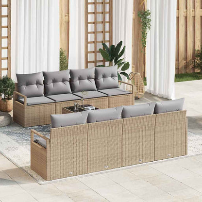 Garten-Sofa-Set mit Kissen 9 pcs Beige, Grau 55 x 55 x 37 cm