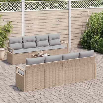 Garten-Sofa-Set mit Kissen 9 pcs Beige, Grau 55 x 55 x 37 cm