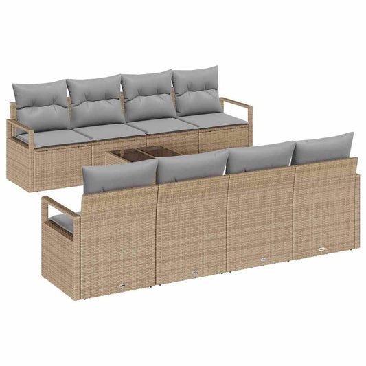 Garten-Sofa-Set mit Kissen 9 pcs Beige, Grau 55 x 55 x 37 cm