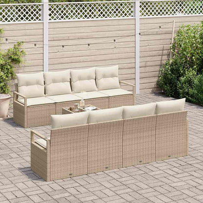 Garten-Sofa-Set mit Kissen 9 pcs Beige, Creme 55 x 55 x 37 cm