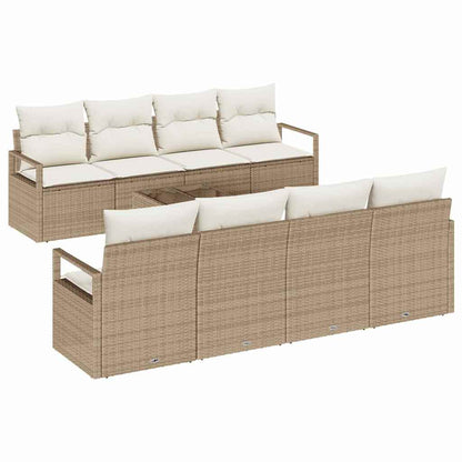 Garten-Sofa-Set mit Kissen 9 pcs Beige, Creme 55 x 55 x 37 cm