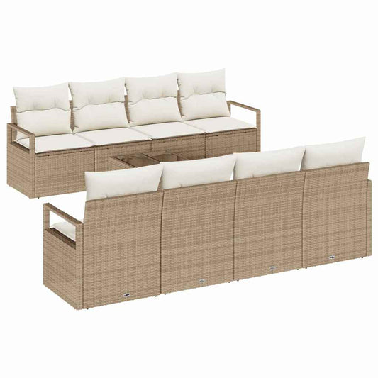 Garten-Sofa-Set mit Kissen 9 pcs Beige, Creme 55 x 55 x 37 cm