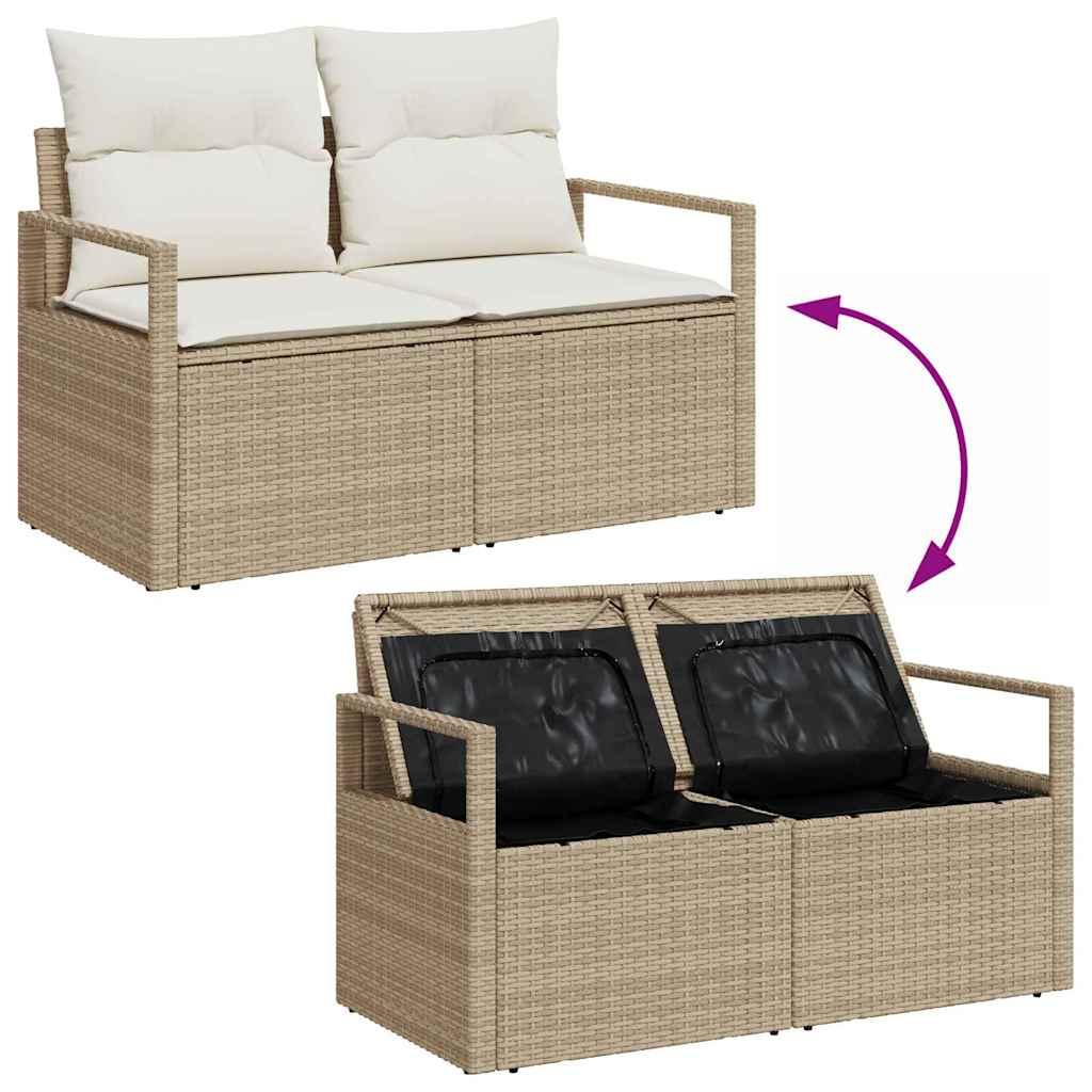 Garten-Sofa-Set mit Kissen 9 pcs Beige, Creme 55 x 55 x 37 cm