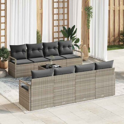 Garten-Sofa-Set 9 pcs Hellgrau, Schwarz 55 x 55 x 37 cm