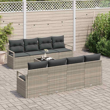 Garten-Sofa-Set 9 pcs Hellgrau, Schwarz 55 x 55 x 37 cm