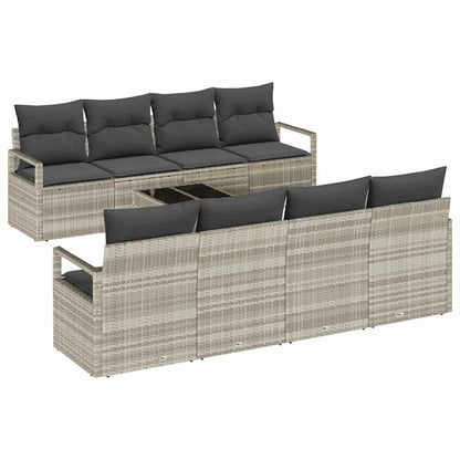 Garten-Sofa-Set 9 pcs Hellgrau, Schwarz 55 x 55 x 37 cm