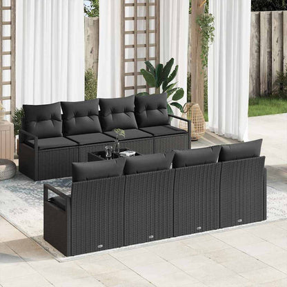 Garten-Sofa-Set mit Kissen 9 pcs Schwarz 55 x 55 x 37 cm