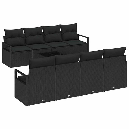 Garten-Sofa-Set mit Kissen 9 pcs Schwarz 55 x 55 x 37 cm