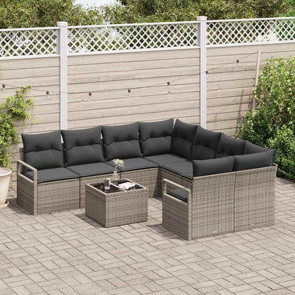 Garten-Sofa-Set mit Kissen 9 pcs Grau 55 x 55 x 37 cm